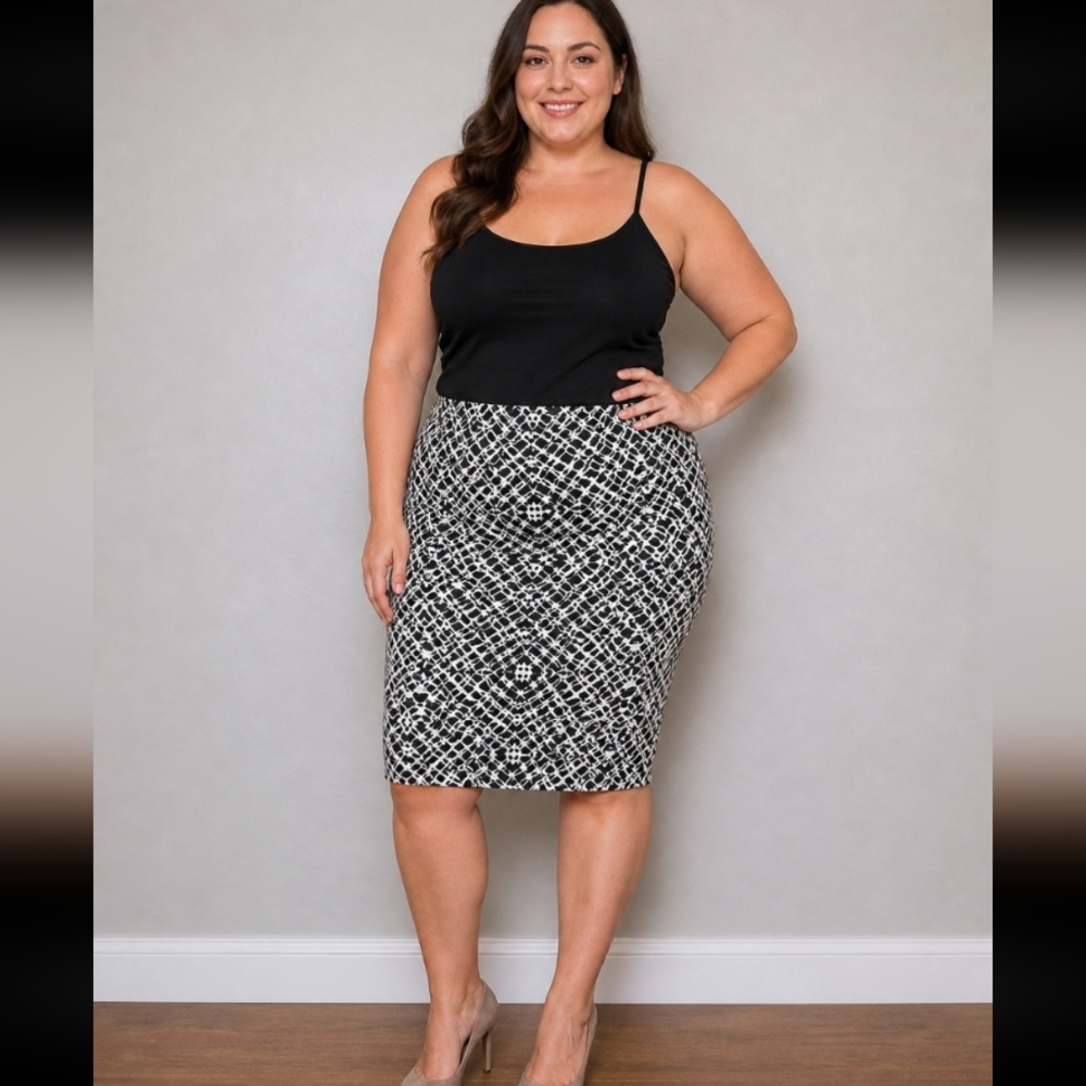 ABN Stretchy ruche Black white  bodycon 2XL